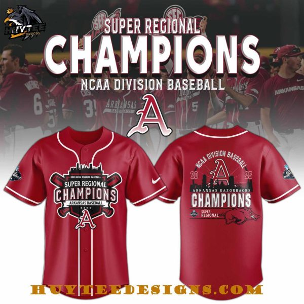 Arkansas Razorbacks 2025 NCAA Division Baseball Super Regional Champions Baseball Jersey