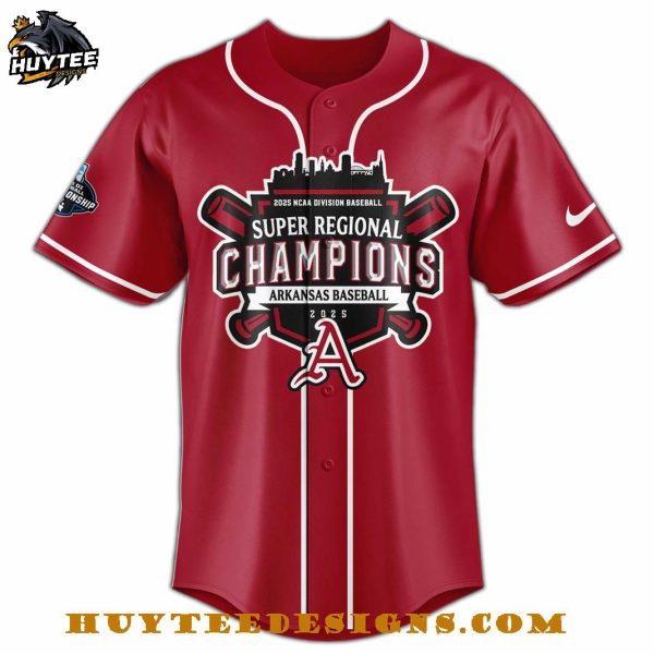Arkansas Razorbacks 2025 NCAA Division Baseball Super Regional Champions Baseball Jersey
