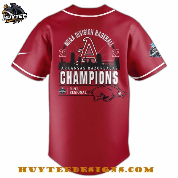 Arkansas Razorbacks 2025 NCAA Division Baseball Super Regional Champions Baseball Jersey