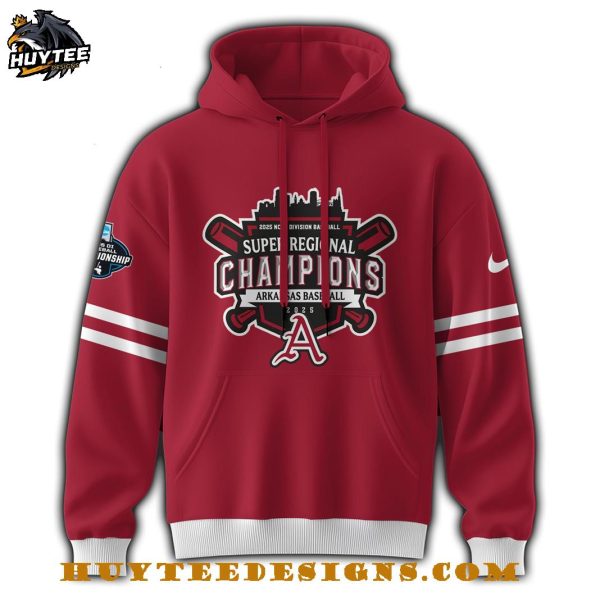 Arkansas Razorbacks 2025 NCAA Division Baseball Super Regional Champions Hoodie