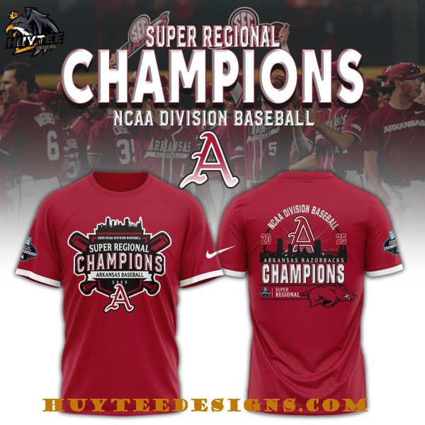 Arkansas Razorbacks 2025 NCAA Division Baseball Super Regional Champions T-Shirt