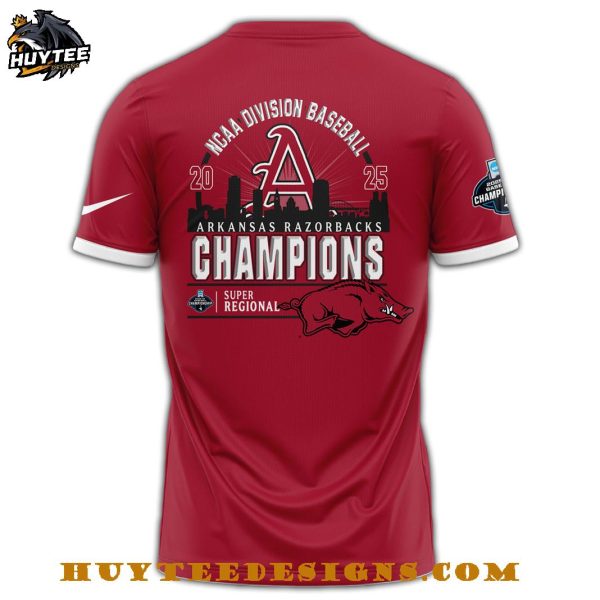 Arkansas Razorbacks 2025 NCAA Division Baseball Super Regional Champions T-Shirt