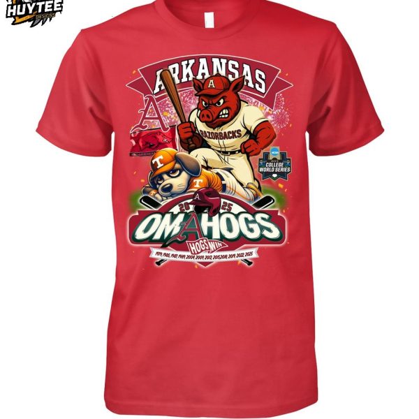 Arkansas Razorbacks Men’s College World Series Omahogs Hogswin 2025 T-Shirt