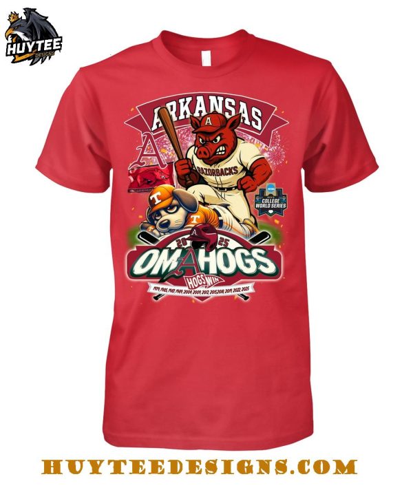 Arkansas Razorbacks Men’s College World Series Omahogs Hogswin 2025 T-Shirt
