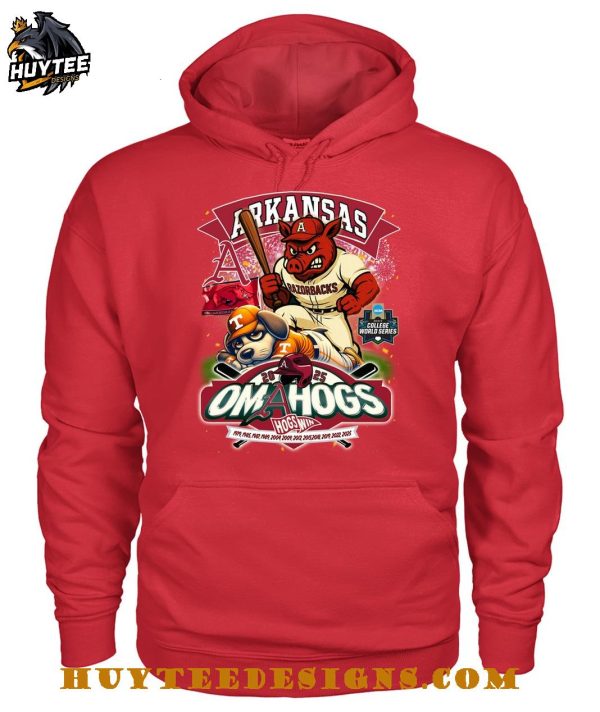 Arkansas Razorbacks Men’s College World Series Omahogs Hogswin 2025 T-Shirt