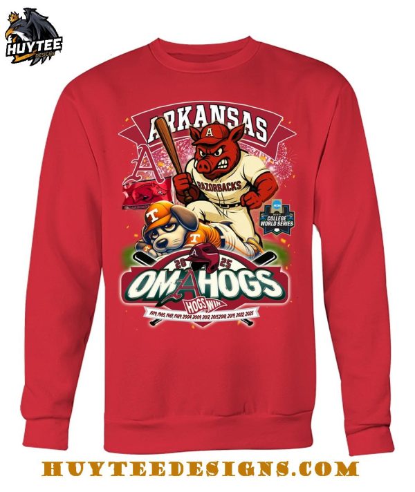Arkansas Razorbacks Men’s College World Series Omahogs Hogswin 2025 T-Shirt
