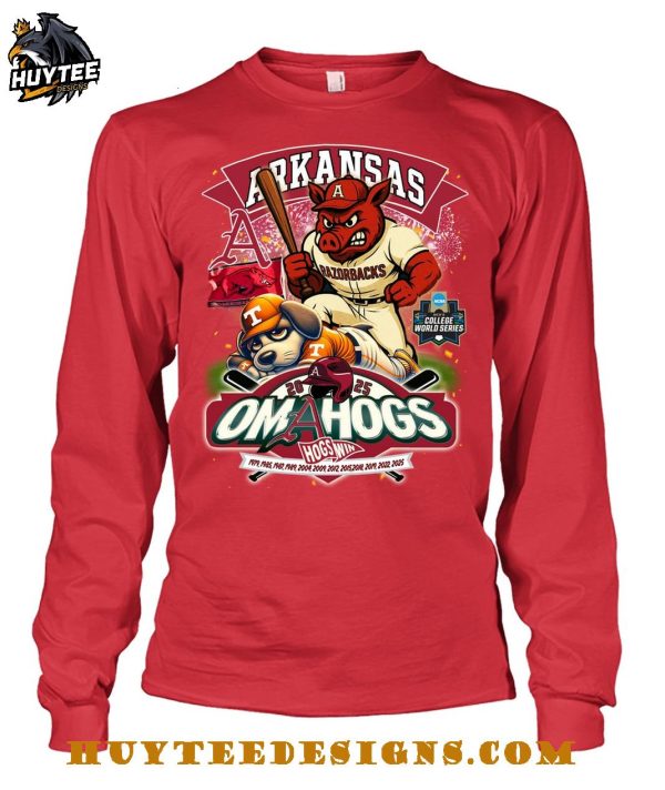 Arkansas Razorbacks Men’s College World Series Omahogs Hogswin 2025 T-Shirt