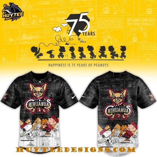 El Paso Chihuahuas 75 Years Anniversary Of Peanuts Baseball Jersey