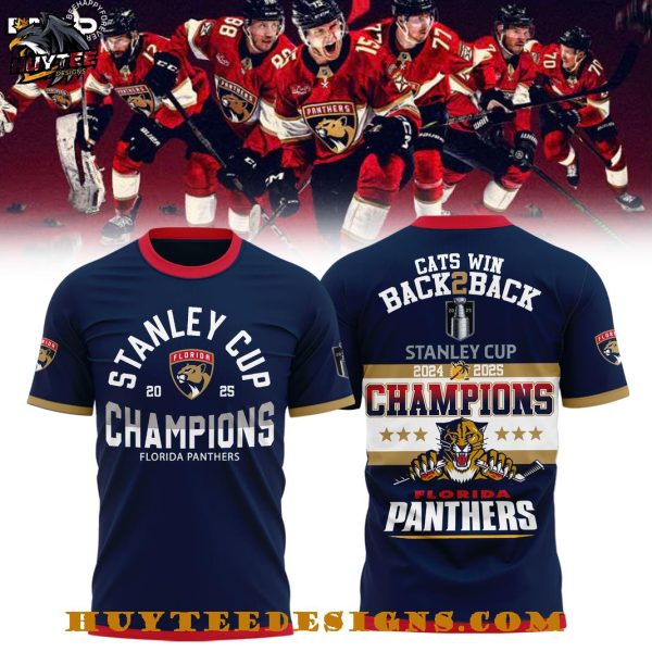 Florida Panthers Cats Win Back To Back 2024-2025 Champions 3D T-Shirt