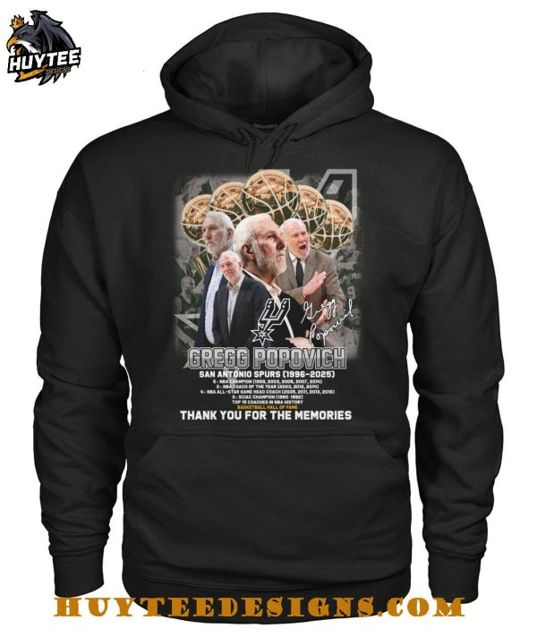 Gregg Popovich San Antonio Spurs 1996-2025 Thank You For The Memories T-Shirt