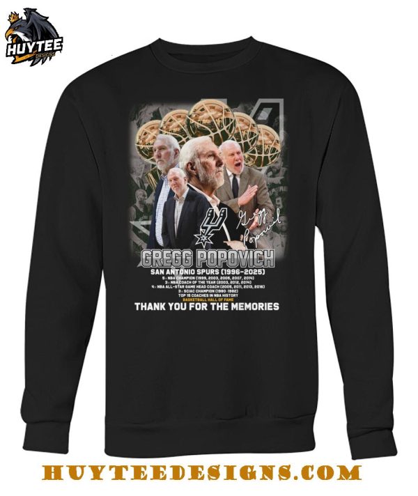 Gregg Popovich San Antonio Spurs 1996-2025 Thank You For The Memories T-Shirt