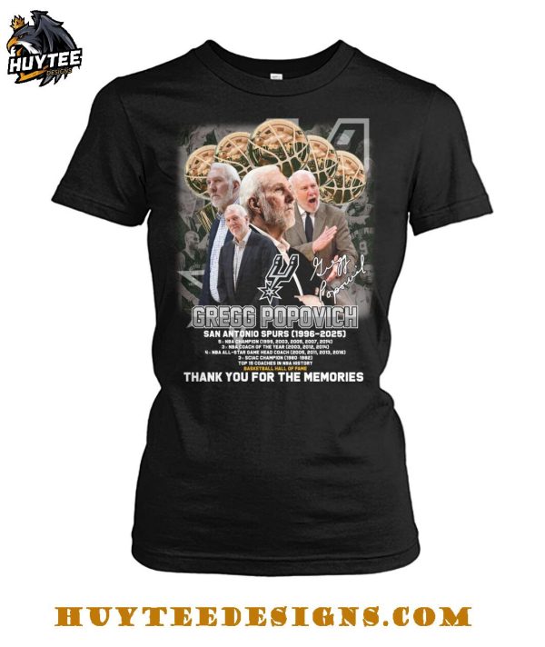 Gregg Popovich San Antonio Spurs 1996-2025 Thank You For The Memories T-Shirt