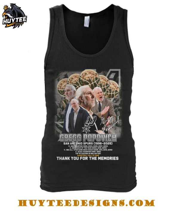 Gregg Popovich San Antonio Spurs 1996-2025 Thank You For The Memories T-Shirt