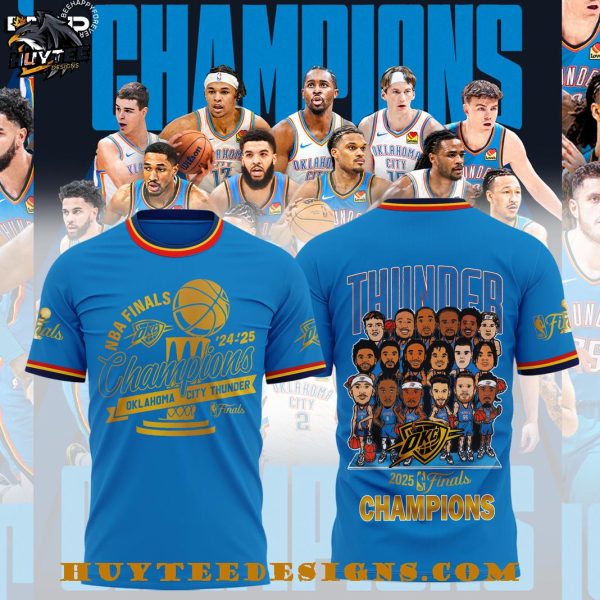 NBA Final 2024-2025 Champions Oklahoma City Thunder Chibi Special New T-Shirt – Blue
