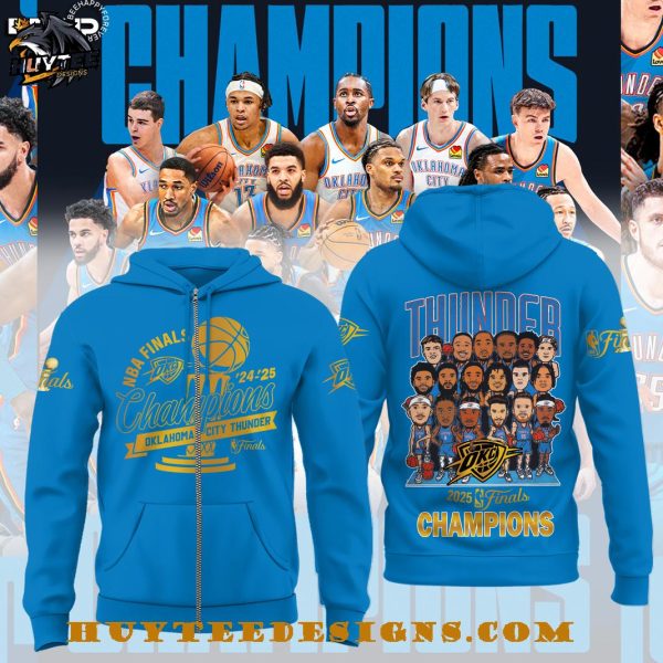 NBA Final 2024-2025 Champions Oklahoma City Thunder Chibi Special New T-Shirt – Blue