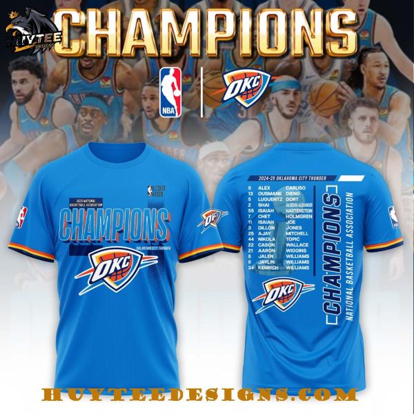 Oklahoma City Thunder 2025 National Basketball Assouciation Champions New T-Shirt