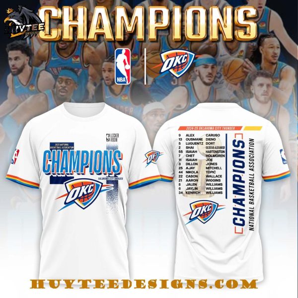 Oklahoma City Thunder 2025 National Basketball Assouciation Champions New White T-Shirt