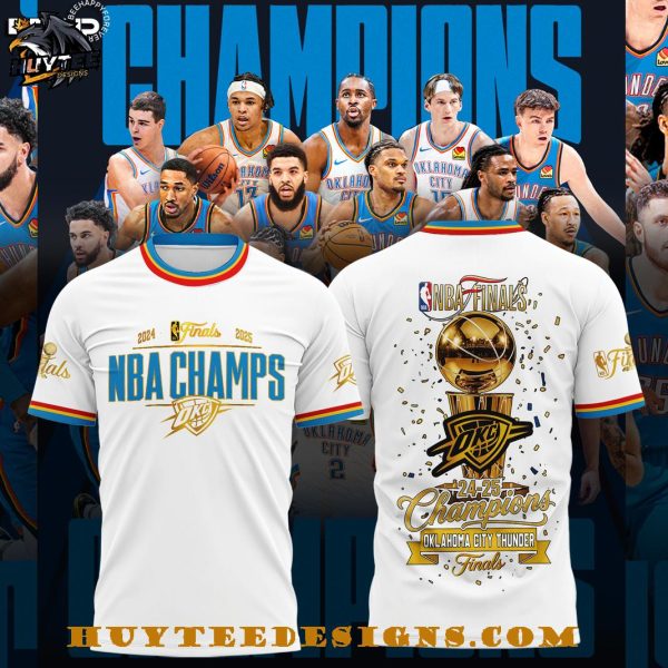 Oklahoma City Thunder NBA Final 2024-2025 Champions Special New T-Shirt – White