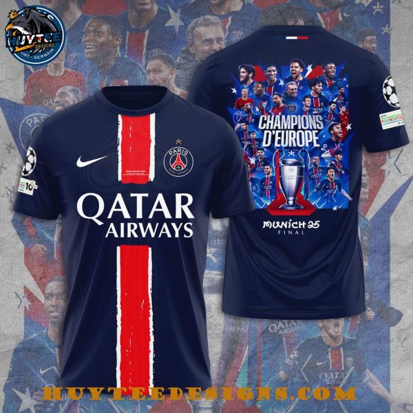 Paris Saint Germain Champions D’Europe 2025 Final Qatar Airways T-Shirt