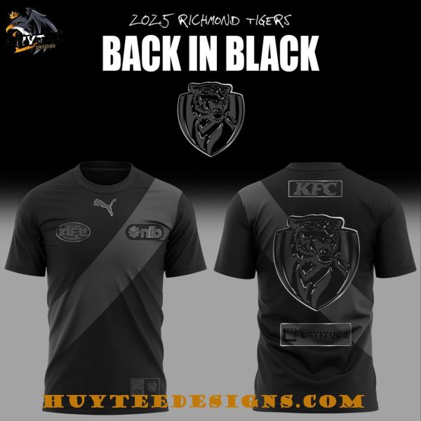 Richmond Tigers Back In Black 2025 Limited Edition 3D T-Shirt