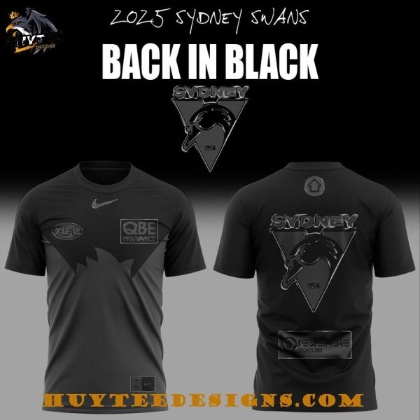 Sydney Swans Back In Black 2025 Limited Edition3D T-Shirt