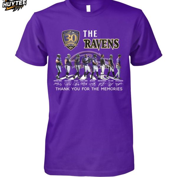 The Baltimore Ravens 30 Seasons Thank You For The Memories T-Shirt
