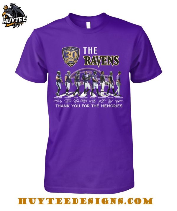 The Baltimore Ravens 30 Seasons Thank You For The Memories T-Shirt