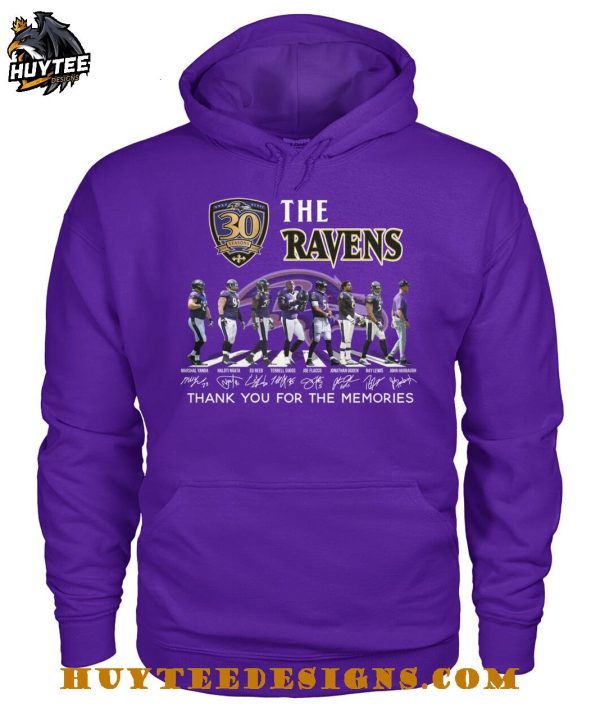 The Baltimore Ravens 30 Seasons Thank You For The Memories T-Shirt