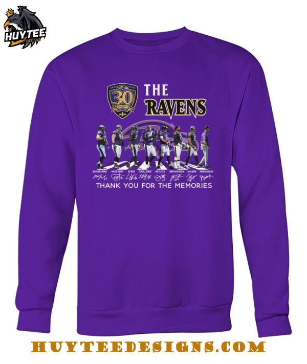 The Baltimore Ravens 30 Seasons Thank You For The Memories T-Shirt