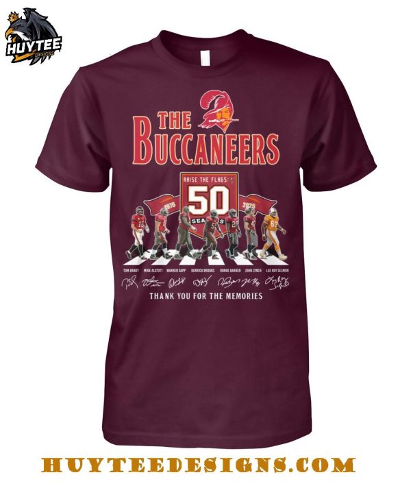 The Tampa Bay Buccaneers 50 Seasons Thank You For The Memories T-Shirt